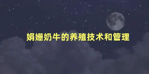 娟姗奶牛的养殖技术和管理