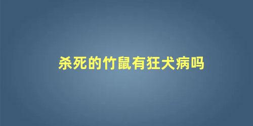 杀死的竹鼠有狂犬病吗