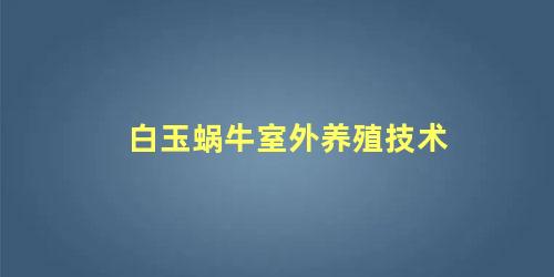 白玉蜗牛室外养殖技术