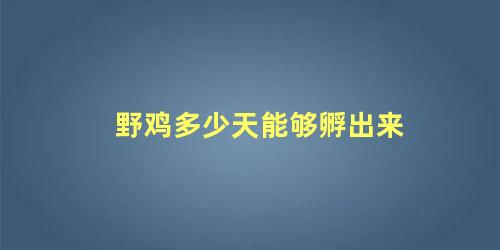 野鸡多少天能够孵出来